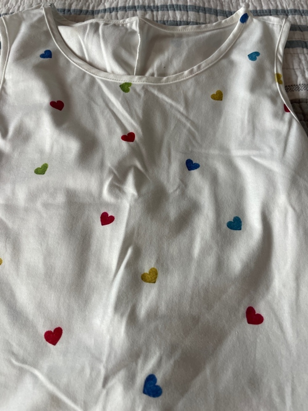 White Sleeveless Heart Print Dress